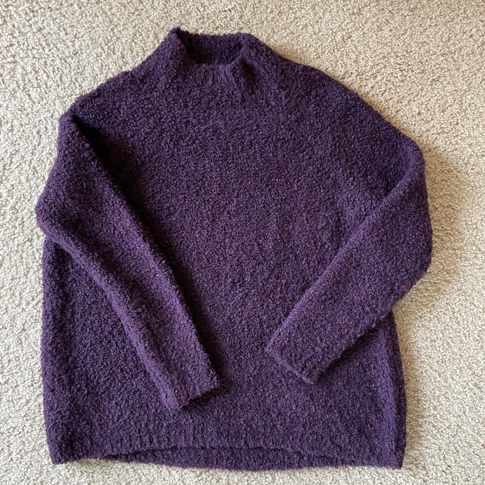LOFT | Purple Boucle Mock Neck Sweater